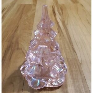 Fenton Glass Christmas Tree Carnival Pink Rose 6"